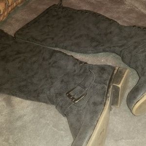 Gray over the knee boots